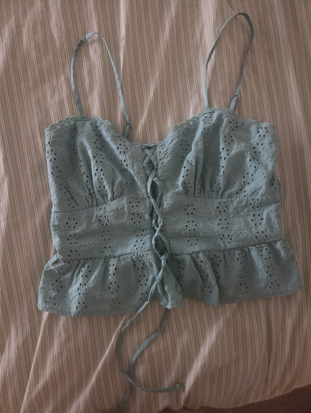 Target Sage Green Eyelet Lace-Up Camisole